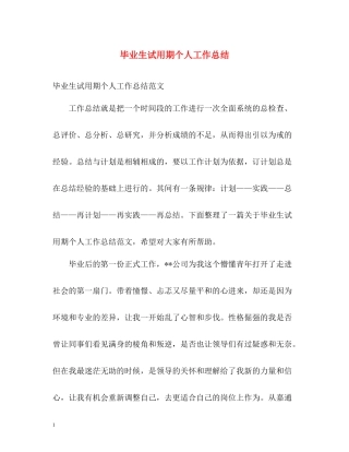 毕业生试用期个人工作总结