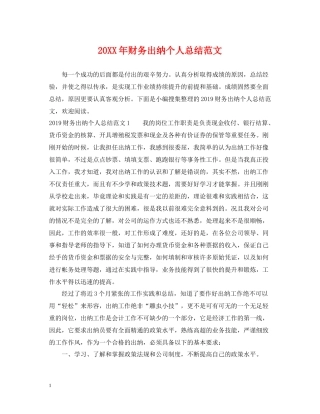 财务出纳个人总结范文2