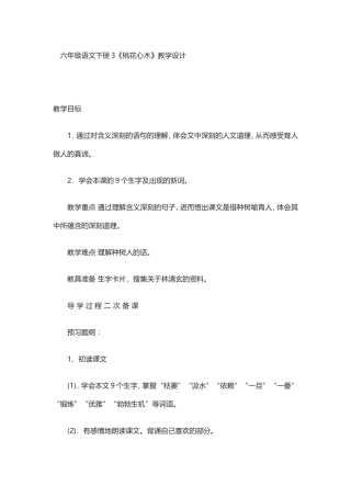 《桃花心木》教学设计