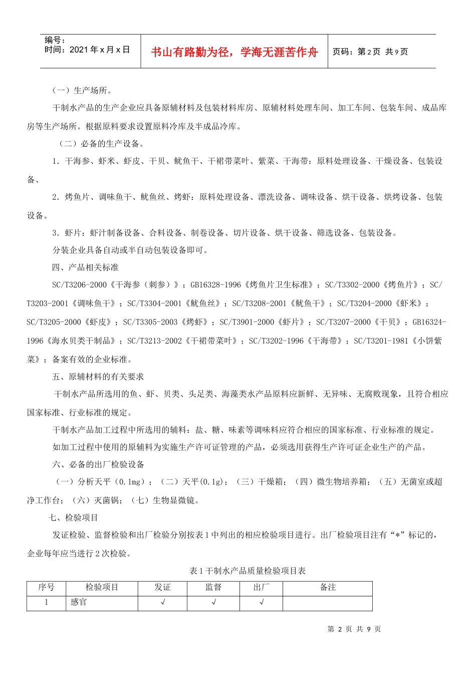 水产加工品生产许可证审查细则_第2页