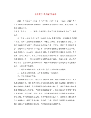 公司员工个人月度工作总结