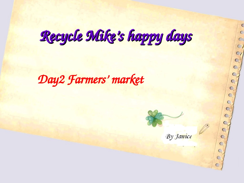 新版PEP六年级下册-Recycle-Mike's-happy-days-Lesson-_第1页