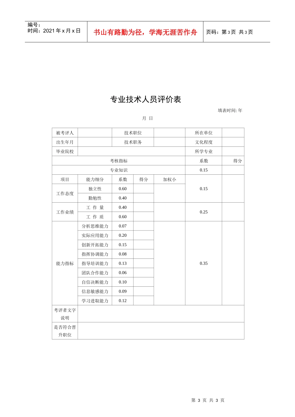专业技术人员考核指标细化及评价标准_第3页