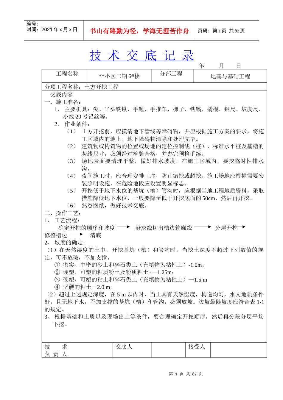 史上最全土建技术交底汇总汇总(含100余项工程)_第1页