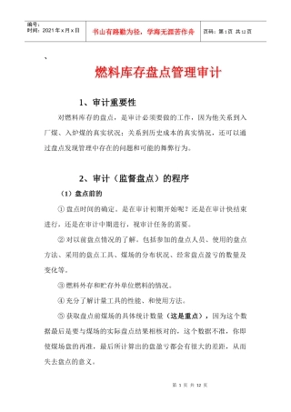 燃料库存盘点审计