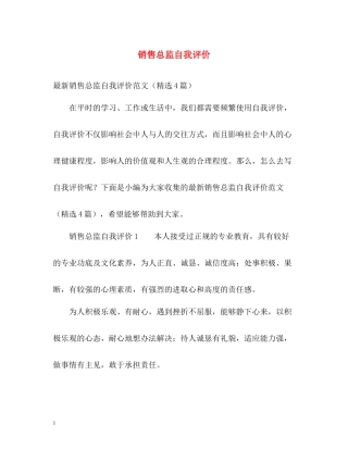 销售总监自我评价