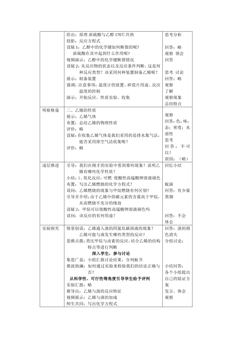 专题《乙烯烯烃》教案（人教版）_第2页