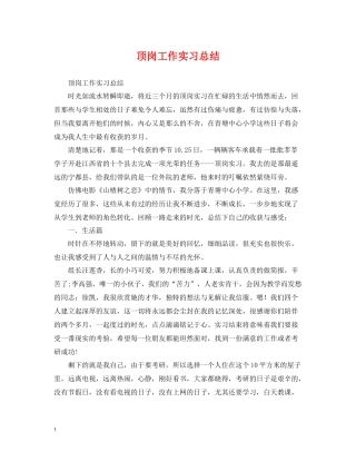 顶岗工作实习总结