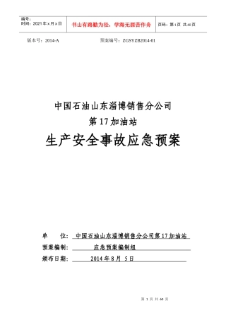 中国石油山东淄博销售分公司第17加油站生产安全事故应