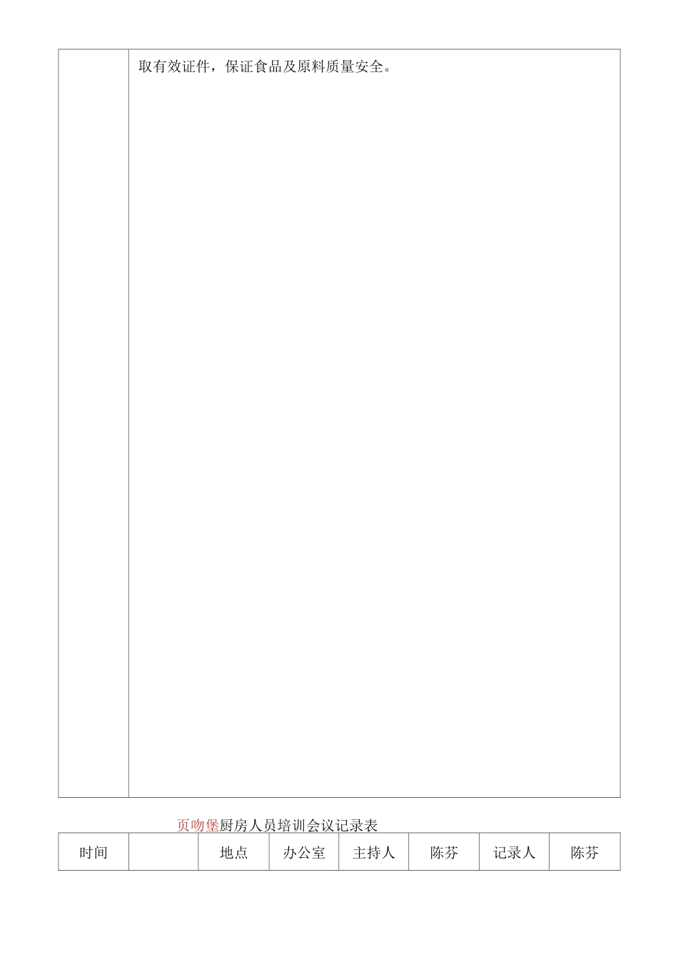 厨房从业人员培训记录表_第2页