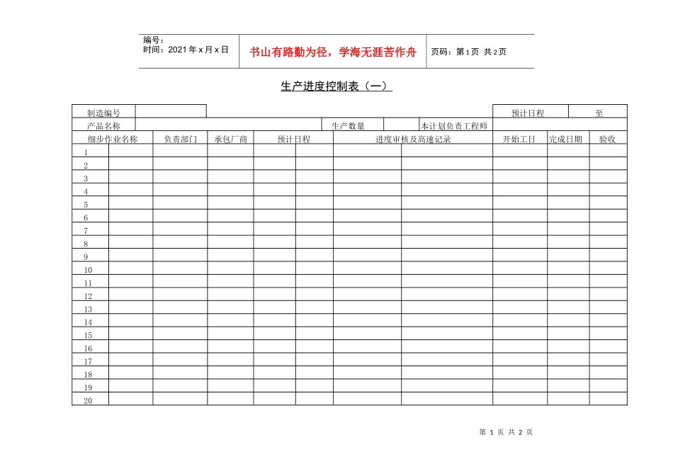 生产进度控制表（一）_第1页