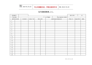 生产进度控制表（一）