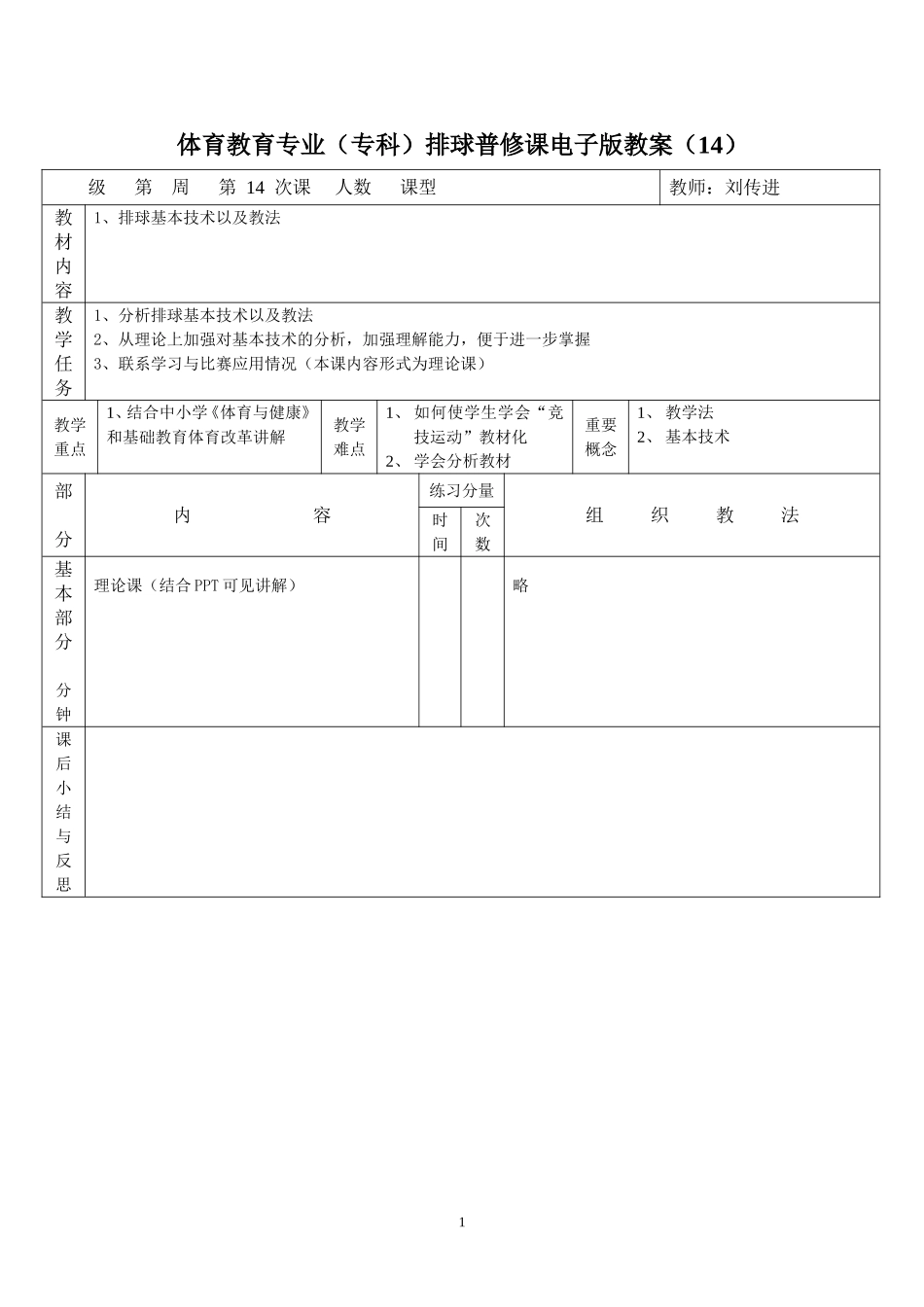 排球教案（14）_第1页