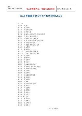 《山东省氯碱企业安全生产技术规范(试行)》档