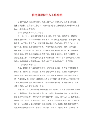 供电所所长个人工作总结