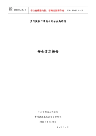 某水电站金属结构安全鉴定报告
