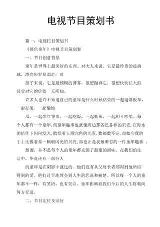 电视节目策划书