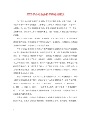 公司业务员年终总结范文2