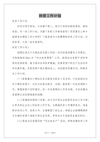 扶贫工作参考计划