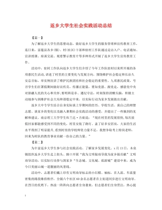 返乡大学生社会实践活动总结