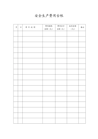 安全生产费用台帐(18个)