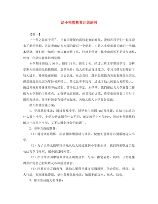 幼小衔接教育计划范例 
