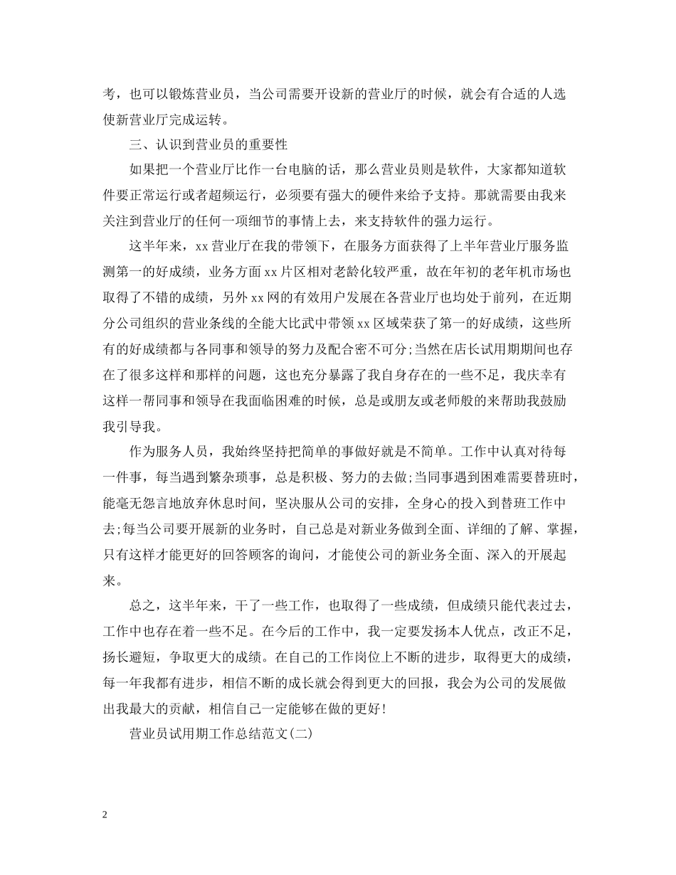 营业员试用期工作总结范文2_第2页