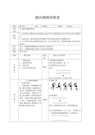 脚内侧踢球教案