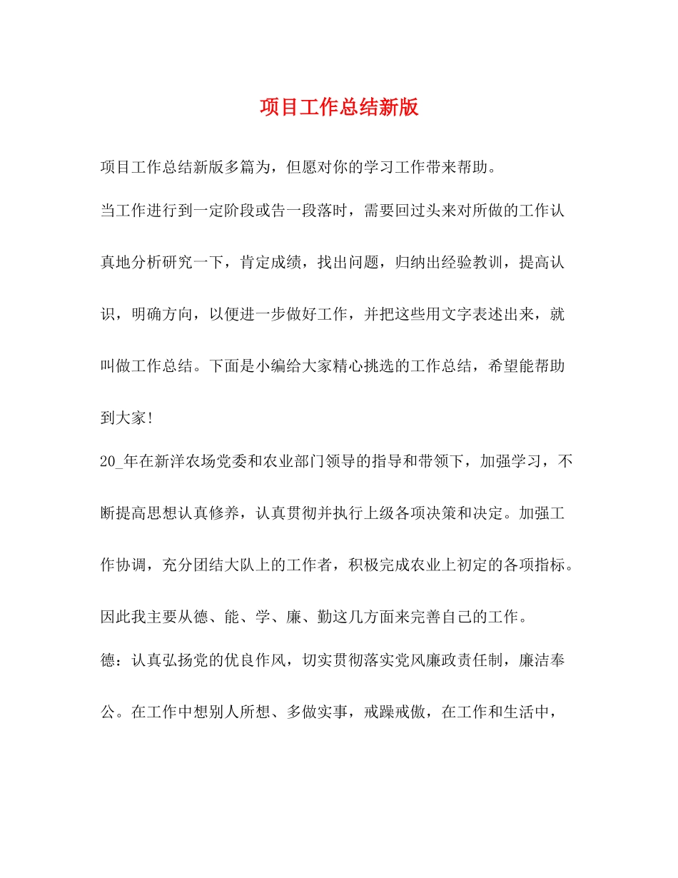 项目工作总结新版_第1页