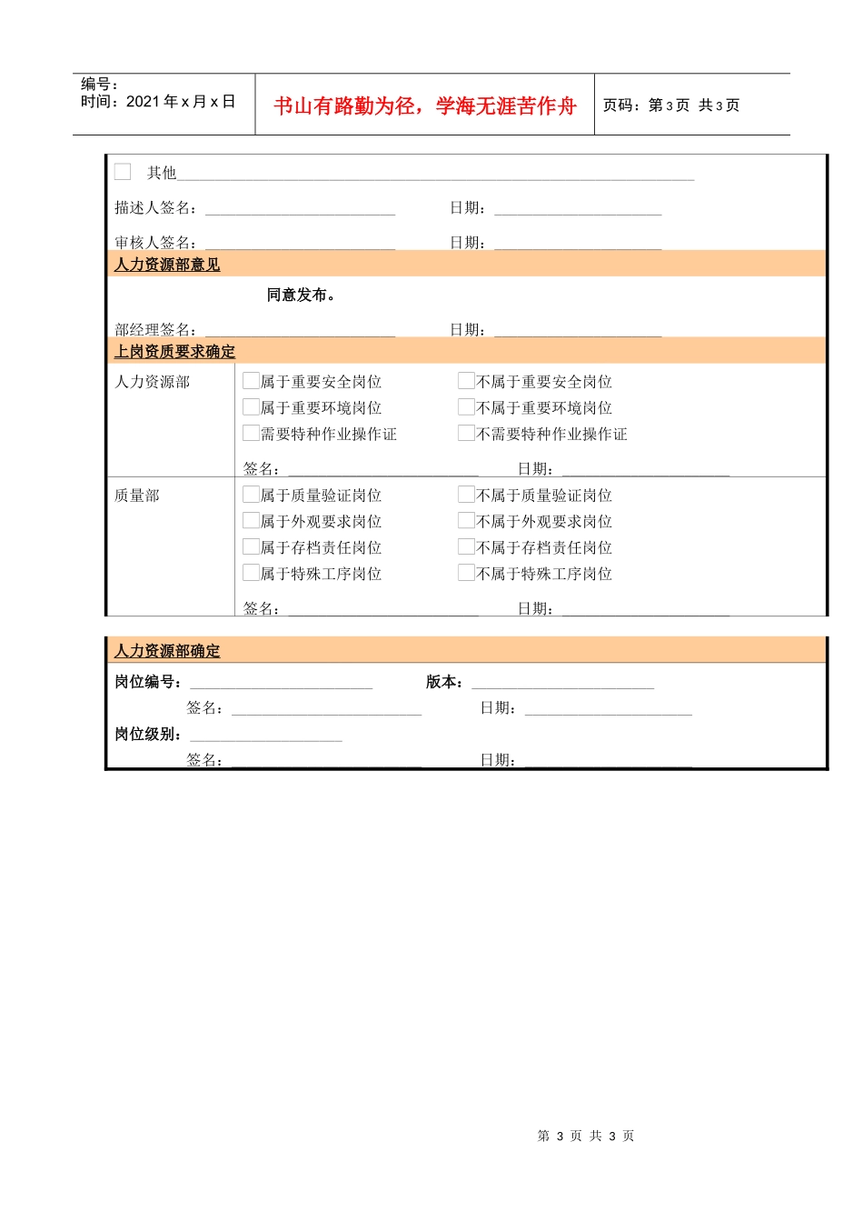 某大型电子公司制造部IE工业工程师职位说明书_第3页