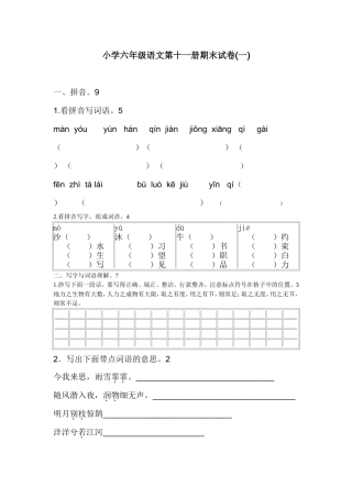 小学六年级语文第十一册期末试卷