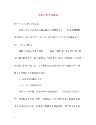 公共卫生工作总结22
