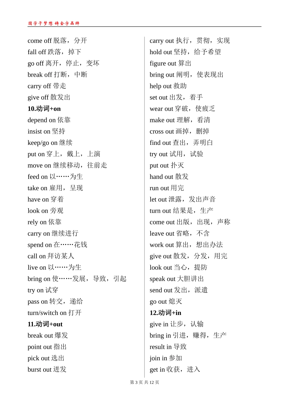 二、高中常用短语汇总_第3页