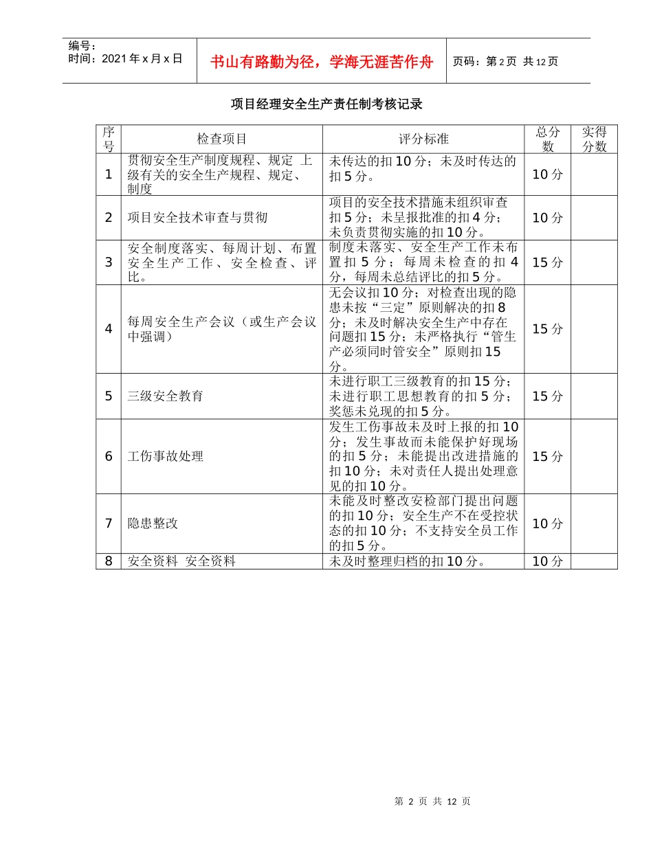 安全生产知识培训教育及考核制度_第2页