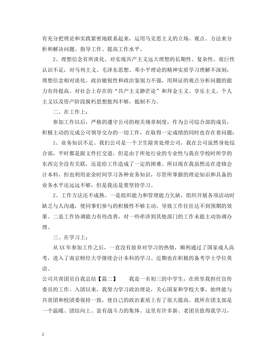公司共青团员自我总结_第2页