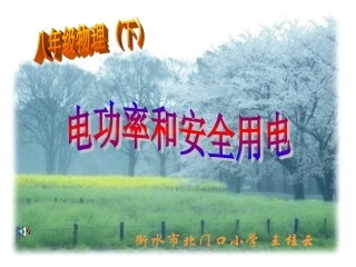 电功率和安全用电