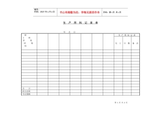 生产用料记录单