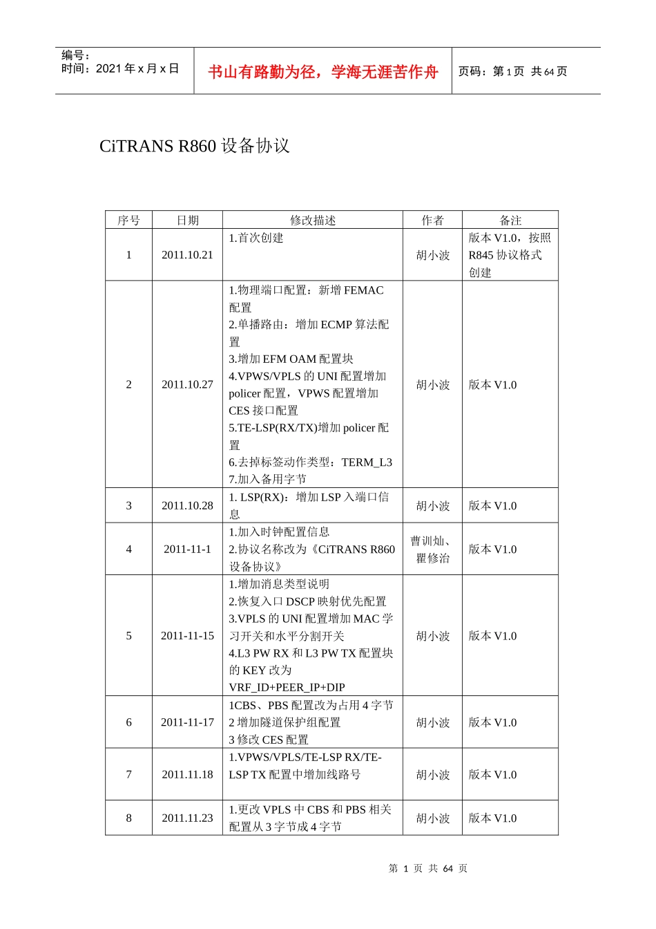 CiTRANSR860设备协议_第1页
