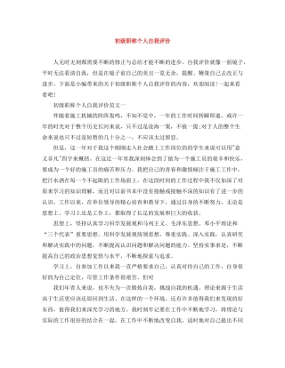 初级职称个人自我评价