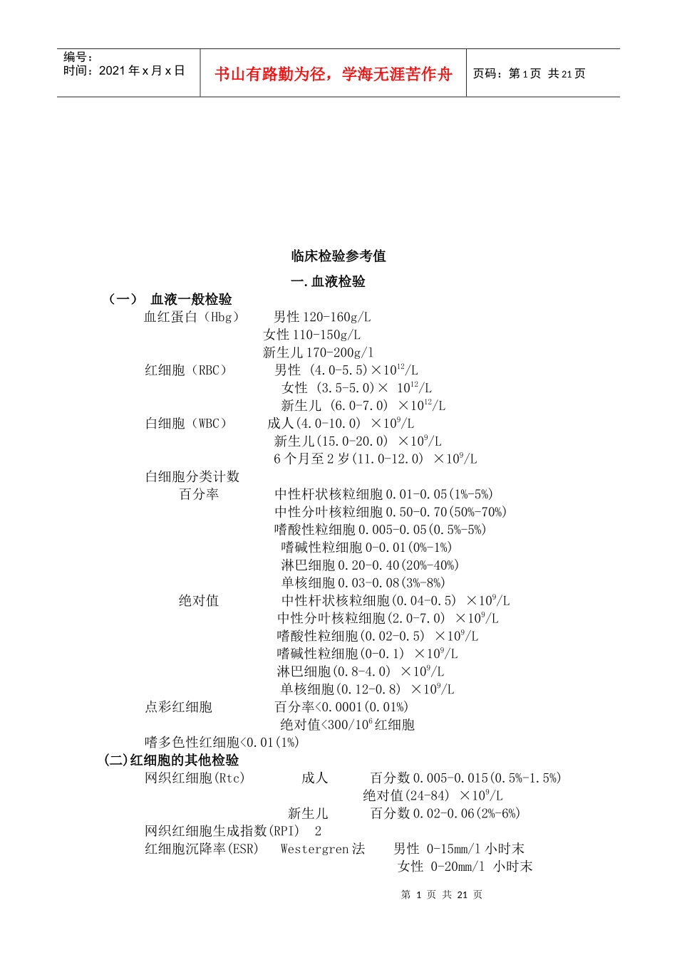 现代医学临床检验参考值_第1页