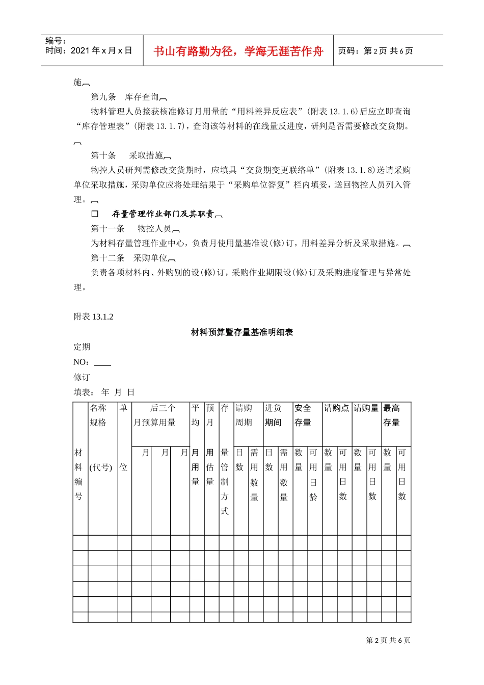 库存量管理作业细则(DOC6页)_第2页