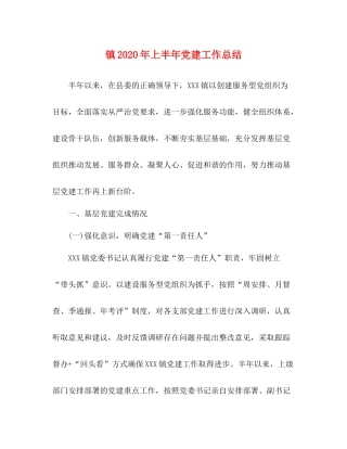 镇年上半年党建工作总结