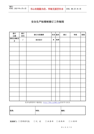 安全生产标准制修订工作细则