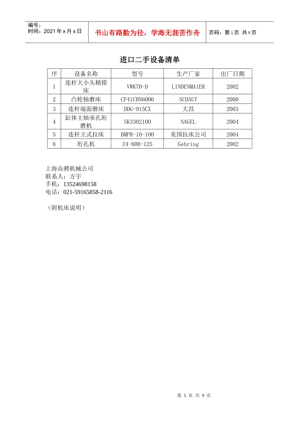 进口二手设备清单_第1页