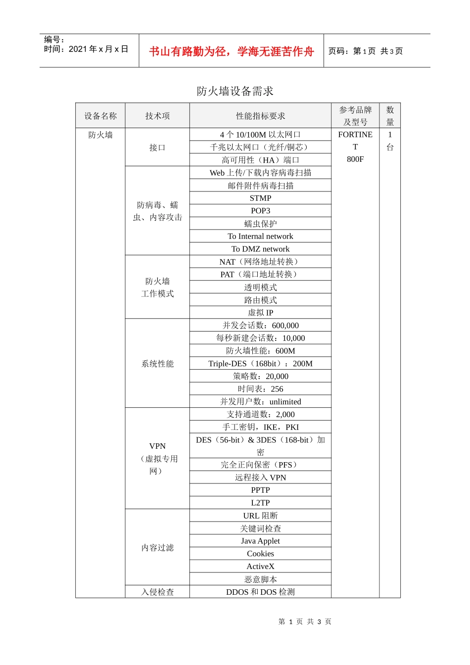防火墙设备需求_第1页