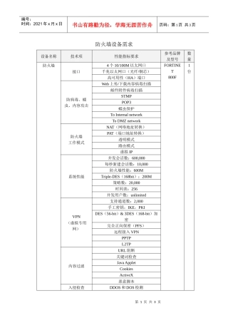 防火墙设备需求