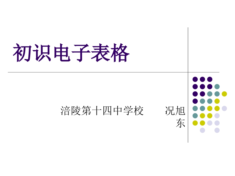 第九课初识电子表格_第1页