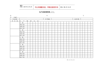 生产进度管理表（一）