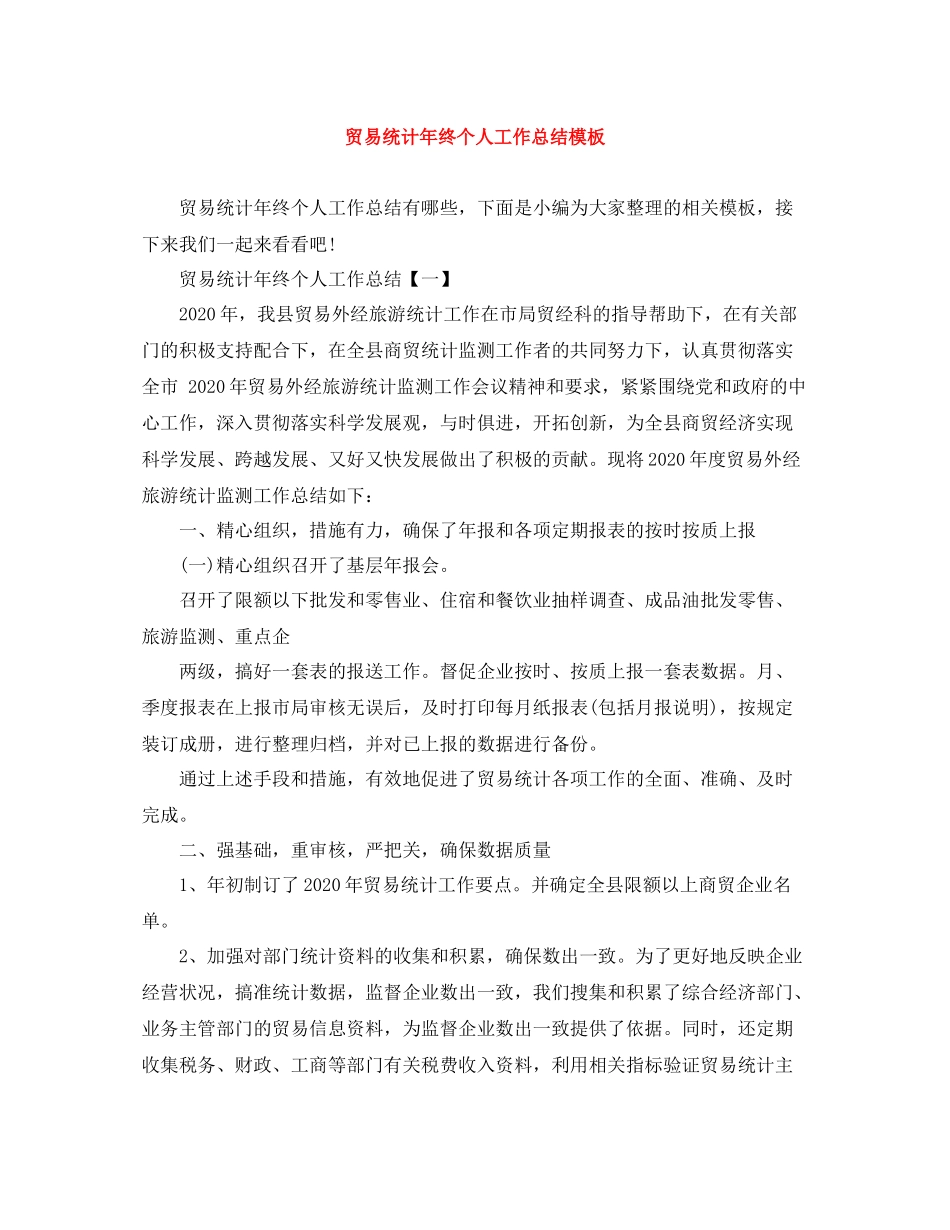 贸易统计年终个人工作总结模板_第1页