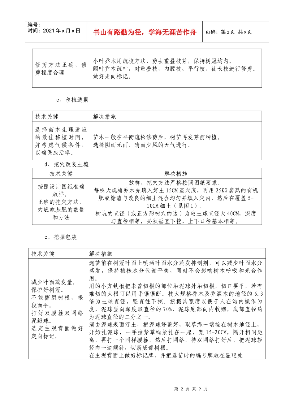 主要苗木的栽培方法及主要工序的施工方法_第2页